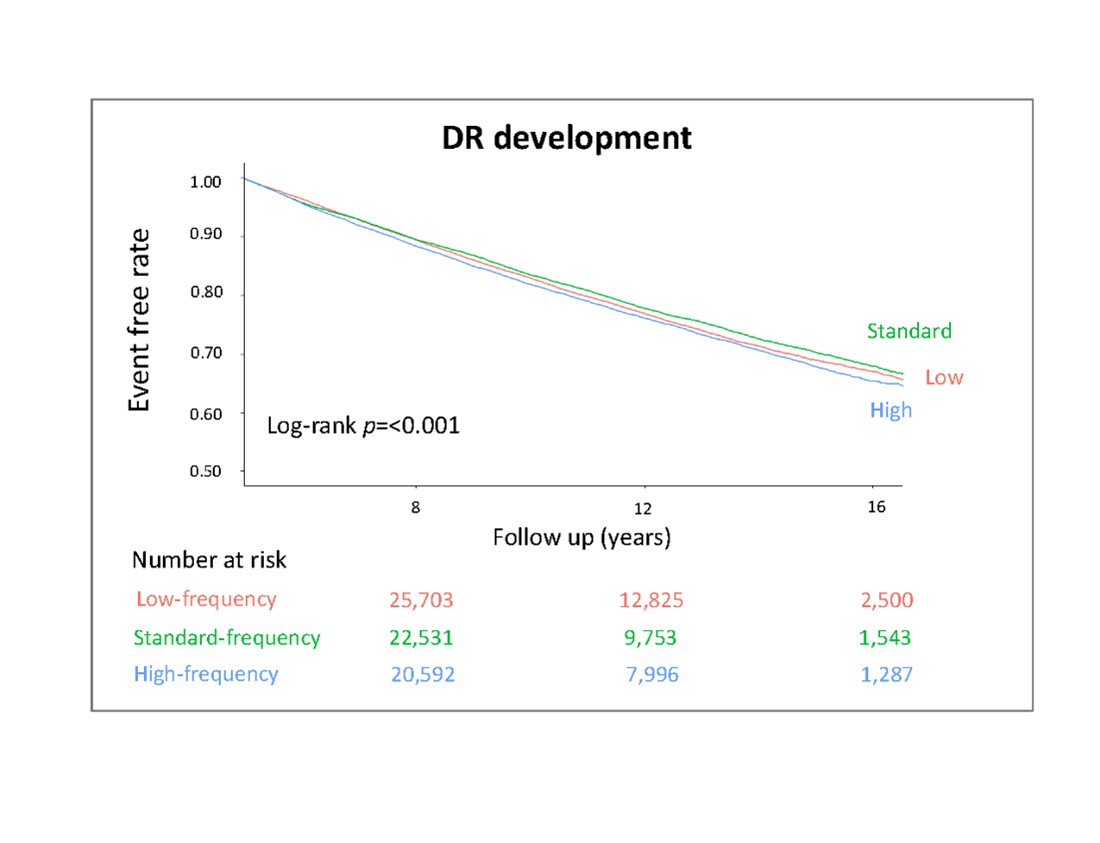 Fig. 2. Kaplan–Meier curves of DR development.